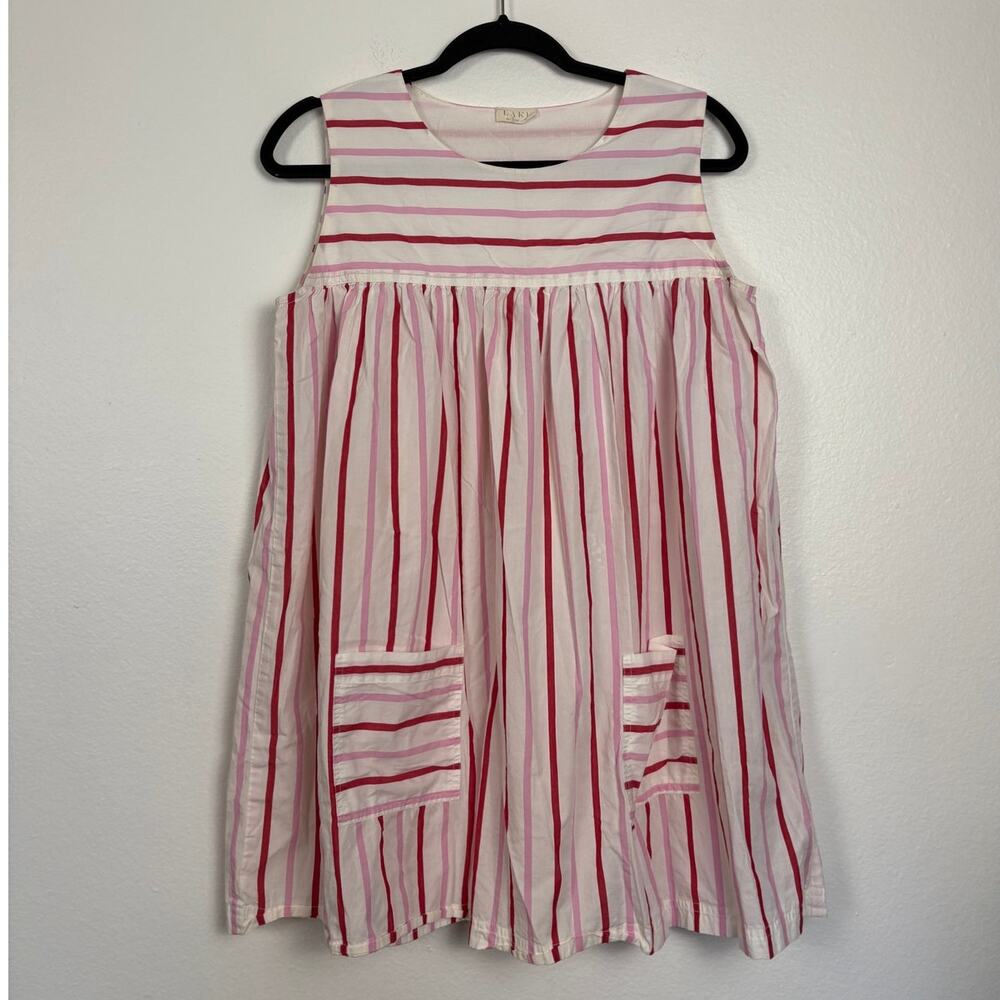 Lake Babydoll Stripe Pocket Front Cotton Pajama Dress Small